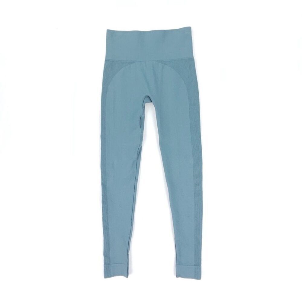 NEW Set Active Ribbed Knit Leggings Ice Blue Athletic Yoga Lounge Sporty